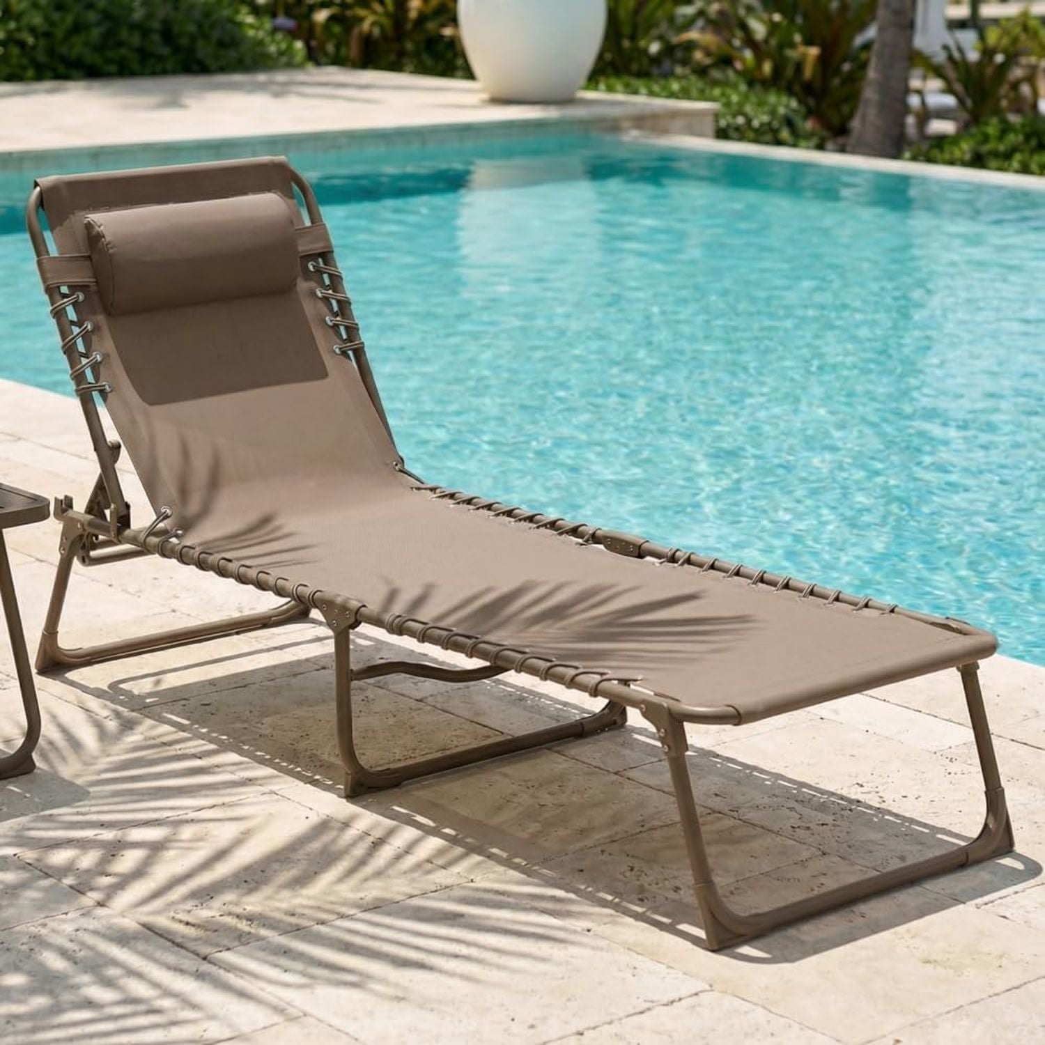 Hochwertige CASABEL Klappbare verstellbare Sonnenliege Taupe Variante 551