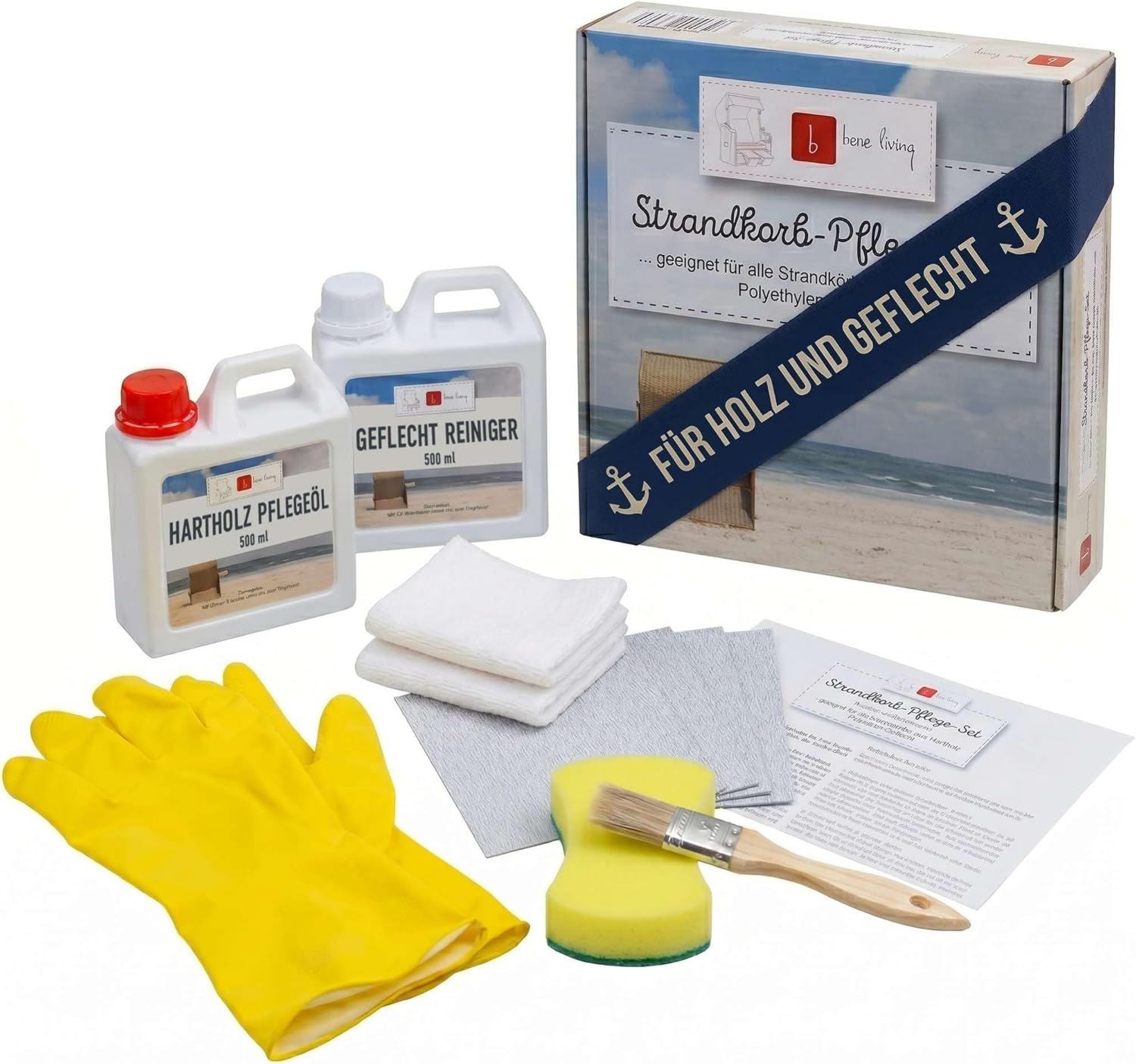 Hochwertige MR Deko Strandkorb Pflege Set Universal Holzoel Reiniger Variante 494