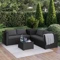 Hochwertige Veloria Gartenmoebel Set 4 TLG Gartenlounge ausgestattet mit Sofas Box OutdoorTerrassenSetSet bis 4 Personen Sitzgarnitur Balkon Terasse schwarz anthrazit mit Stauraum Variante 84