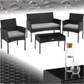 Hochwertige tectake Gartenmoebel Set Lounge Moebel 1x Gartenbank 2X 1x Balkontisch ausgestattet mit Kissen witterungsbest?ndig Balkonmoebel kleiner Balkon Lounge Gartenmoebel Terrassenmoebel schwarz Variante 465