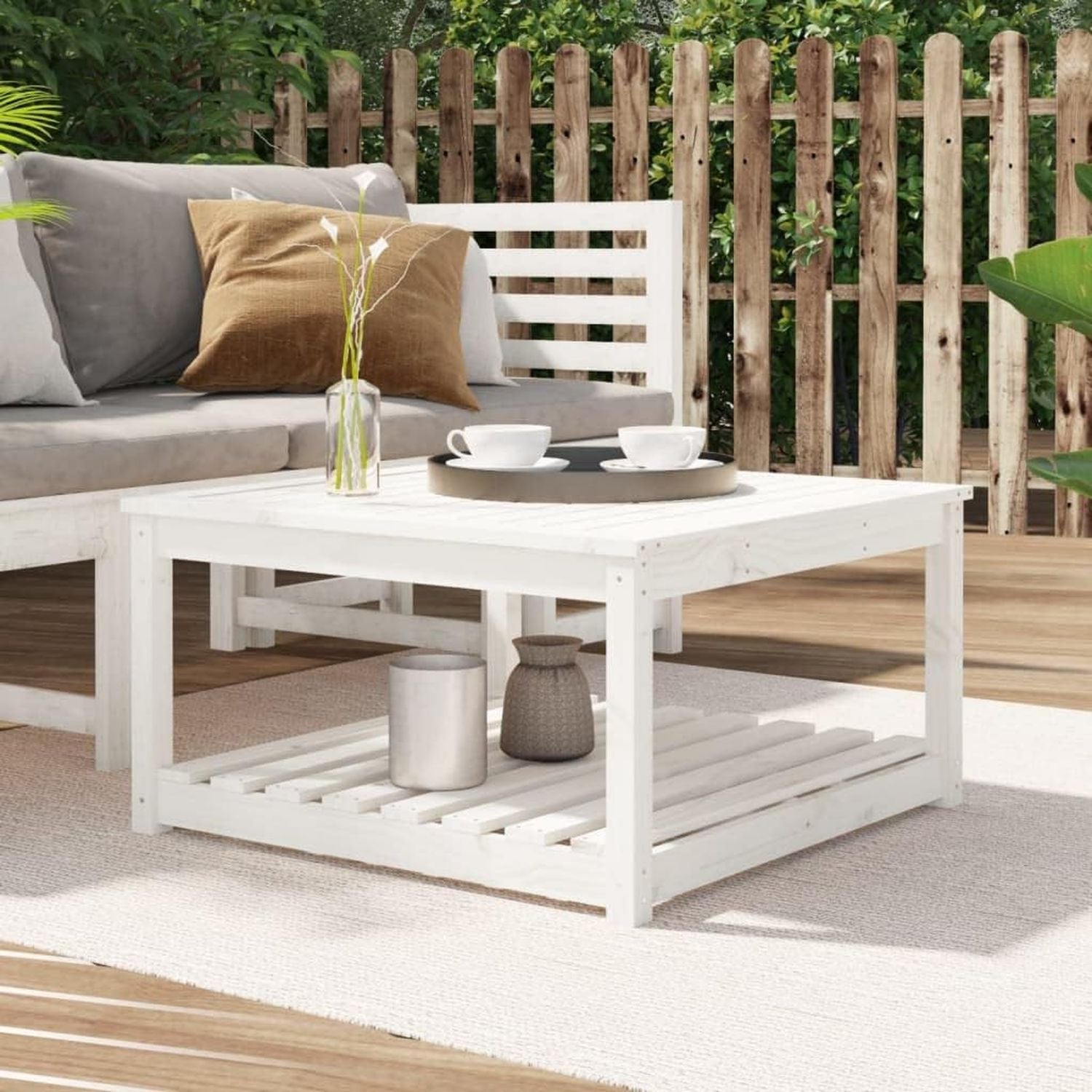 Wei?er Gartentisch mit Rattan Optik aus Kunststoff Variante 783