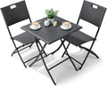 Hochwertige Bistro Gartenmoebel Set 3 teilige Balkonmoebel Set 1 Klapptische und 2 St¨¹ck Klappstuehle grau Balkon Set Balkonmoebel klappbar GartenloungeSet geeignet f¨¹r Balkon Terrasse und Variante 485