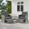 Hochwertige UDPATIO 5 TLG Gartenmoebel Set Balkonmoebel geeignet f¨¹r Kleinen Balkon inkl 2 Gepolsterte Armst¨¹hle 2 Fu?fu?hocker 2 stoeckiger Kaffeetisch Wetterfeste Terrassenmoebel f¨¹r Terrasse grau meliert Variante 394