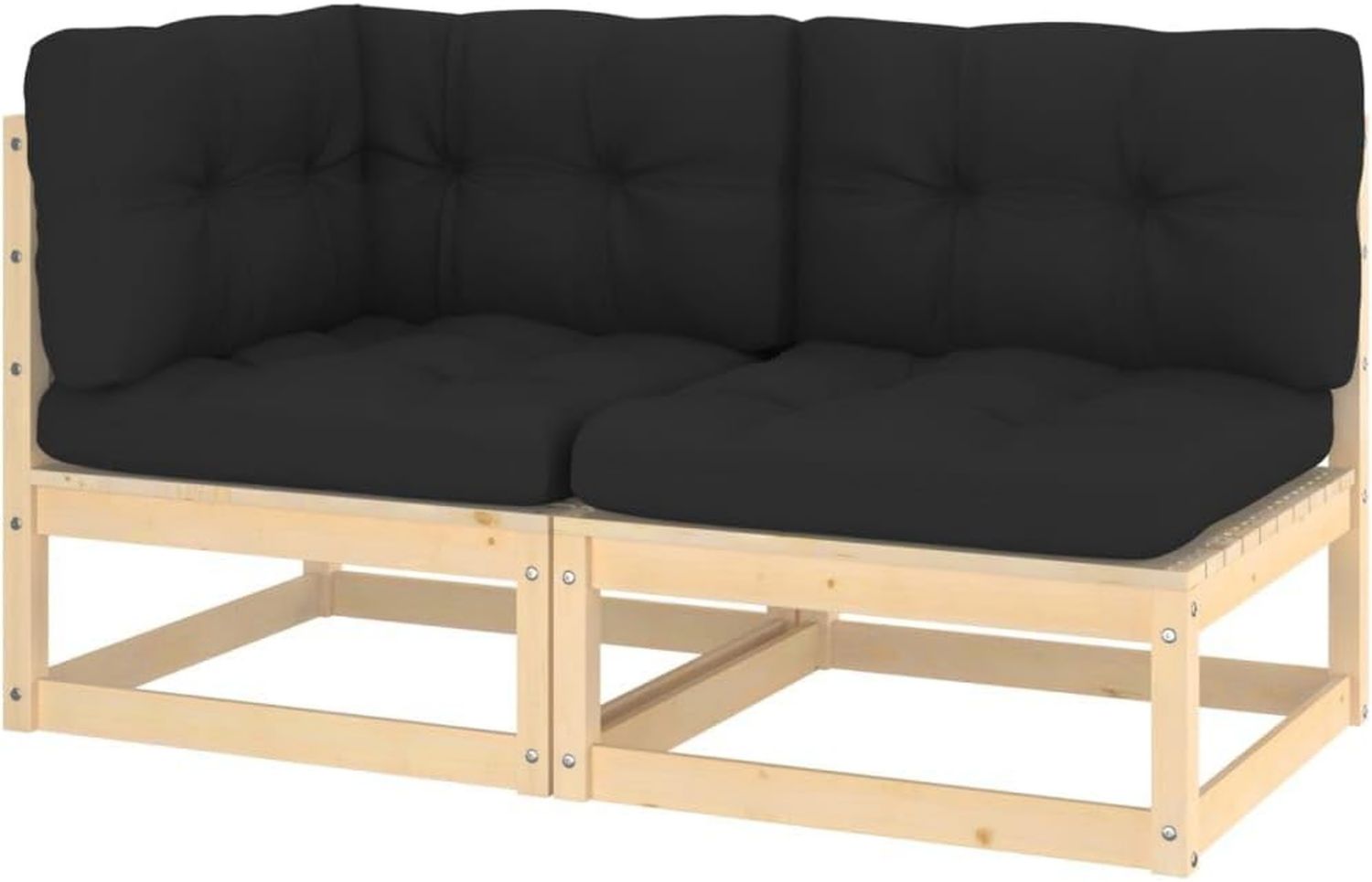 Hochwertige 2 tlg Lounge Set ausgestattet mit Kissen Kiefer Massivholz Variante 576